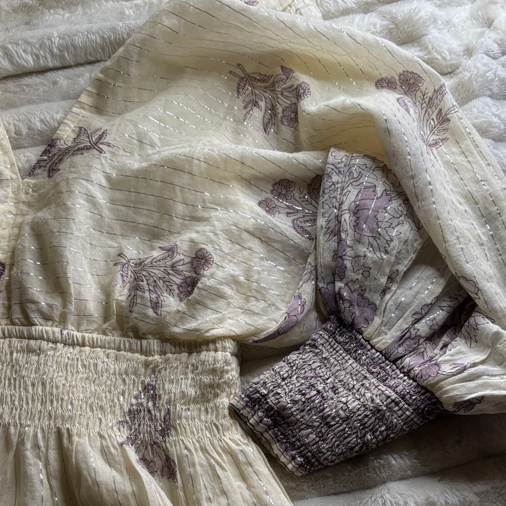 Lovestitch Ivory and Lavender Long Sleeve Dress - Picture 2 of 5